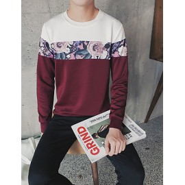 Men's Casual/Daily Sweatshirt,Solid Round Neck Micro-elastic Cotton Long Sleeve All Seasons