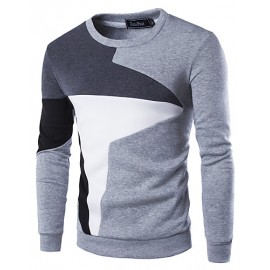 Men's Fashion Slim Stitching Pullover Sweatshirt,Cotton / Polyester Patchwork