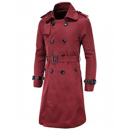 Casual/Daily Simple Trench CoatSolid Shirt Collar Long Sleeve Spring / Winter Red / Beige / Black / Green Cotton Thick