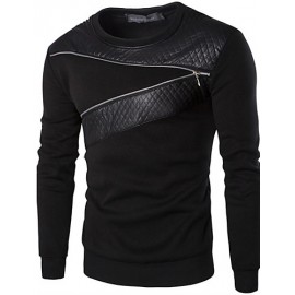 Men's Fashion Slim Zipper Decoration Sweatshirt,Cotton / Polyester Patchwork