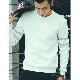 Men's Casual/Daily Simple Sweatshirt,Solid Round Neck Stretchy Cotton Long Sleeve Fall / Winter