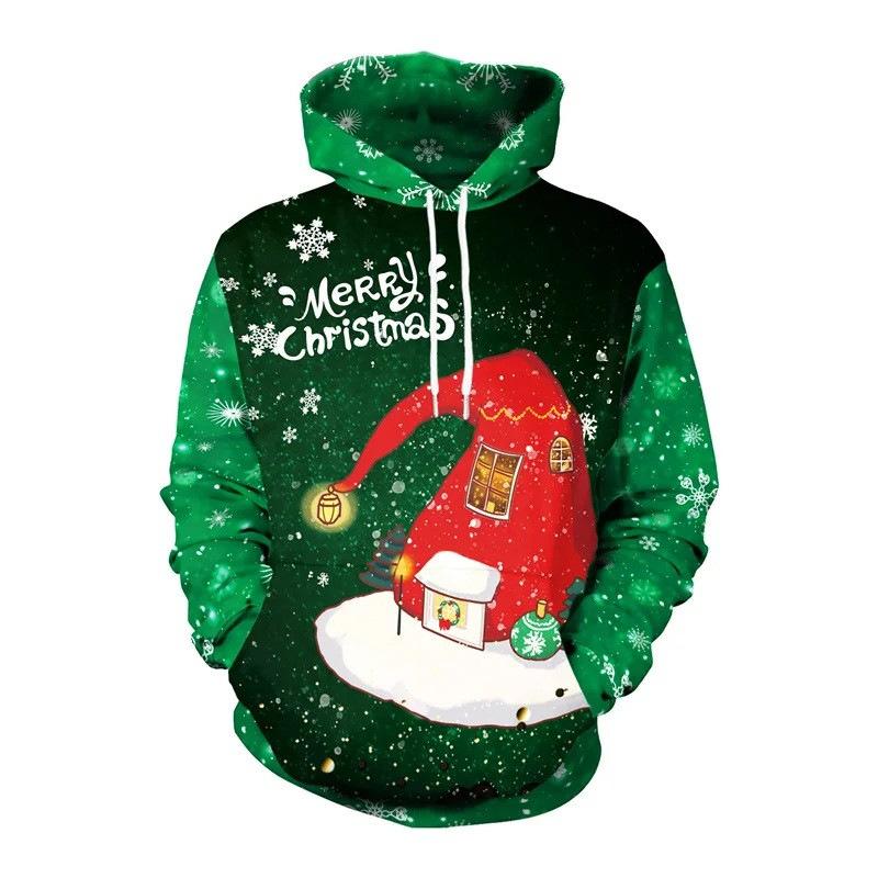 Men's Christmas Print Graffiti Casual Hoodie