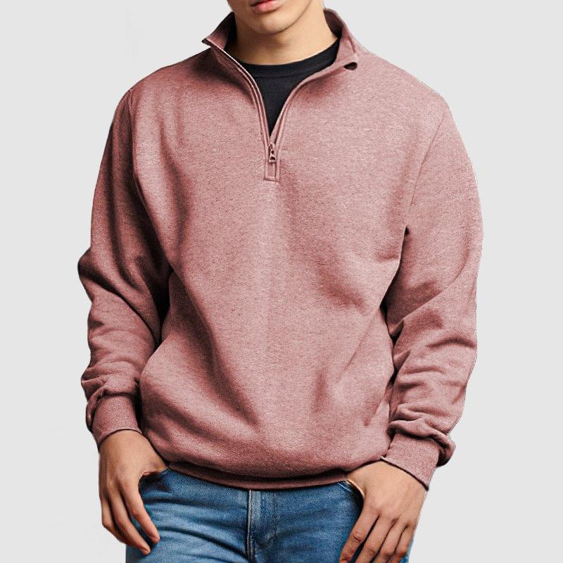 Men's Casual Solid Color Stand Collar Zipper Sweatshirt