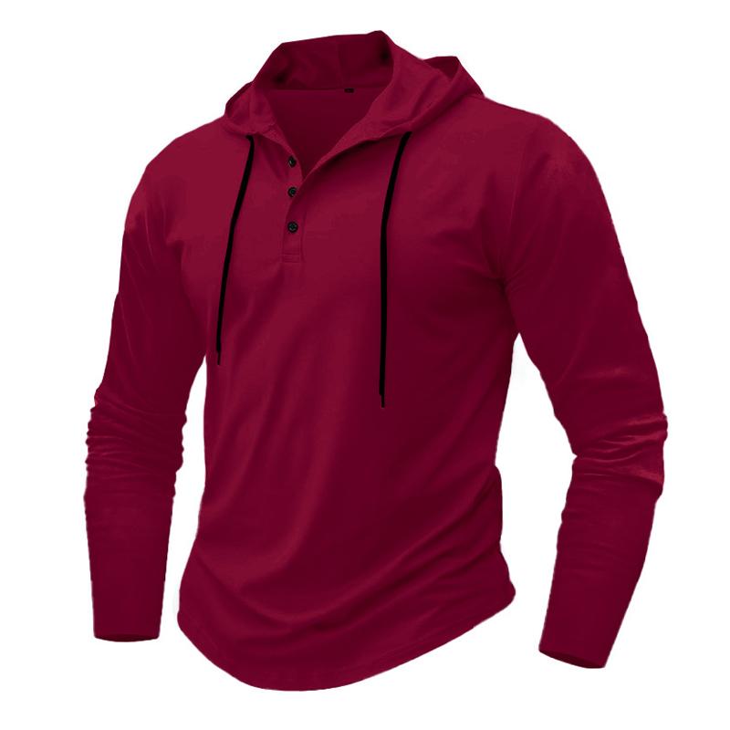 Men's Casual Solid Color Loose Long Sleeve Hoodie