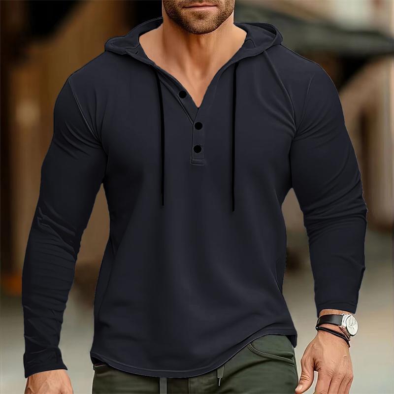 Men's Casual Solid Color Loose Long Sleeve Hoodie