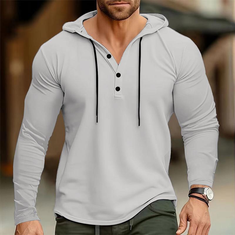 Men's Casual Solid Color Loose Long Sleeve Hoodie