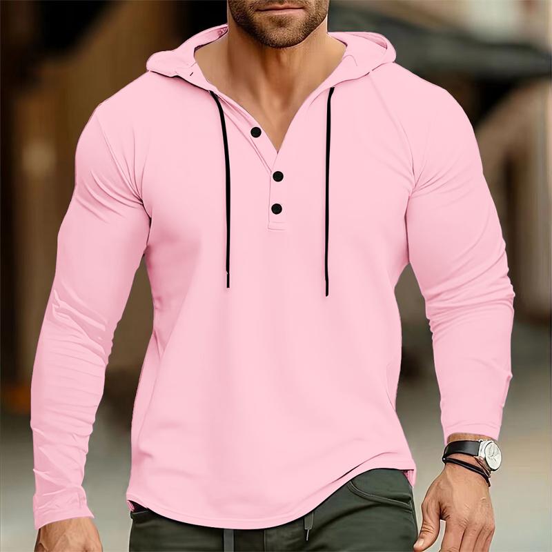 Men's Casual Solid Color Loose Long Sleeve Hoodie
