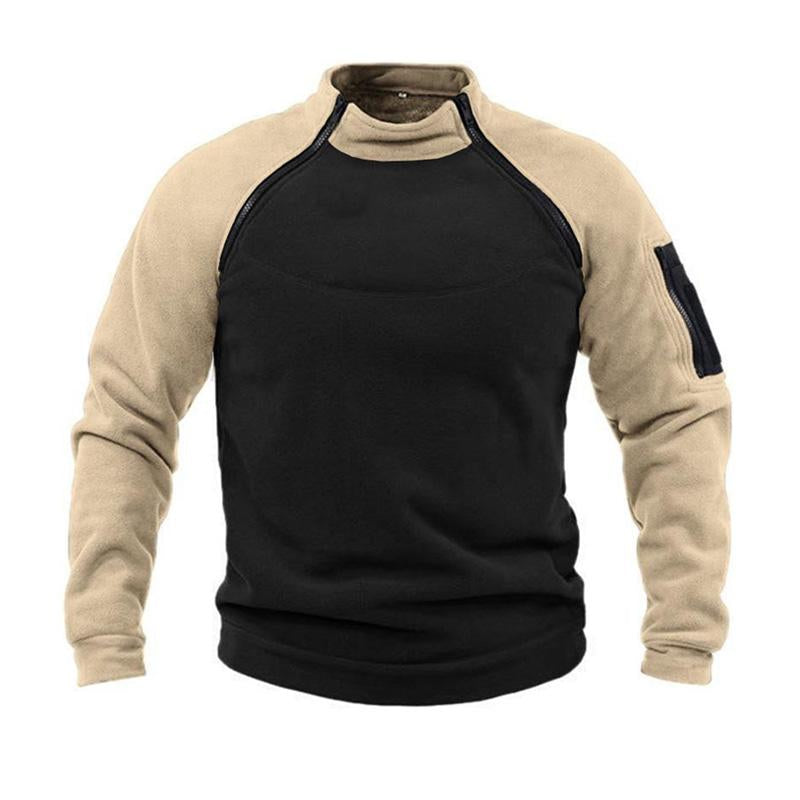 Men's Loose Double Sleeve Stand Collar Warm Breathable Sweatshirt