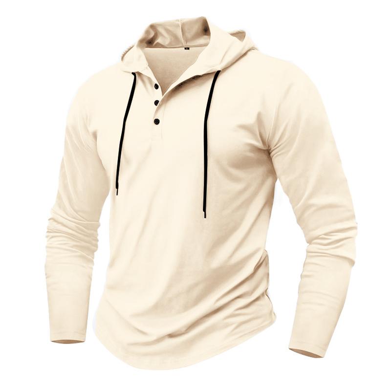 Men's Casual Solid Color Loose Long Sleeve Hoodie