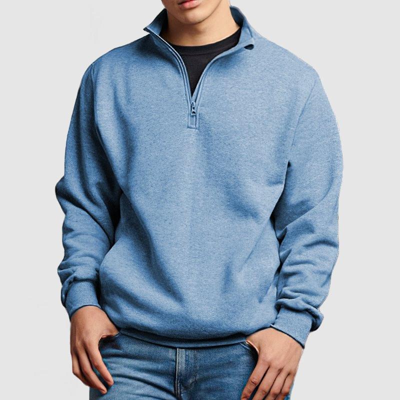Men's Casual Solid Color Stand Collar Zipper Sweatshirt