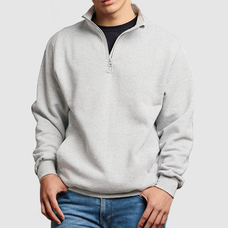 Men's Casual Solid Color Stand Collar Zipper Sweatshirt
