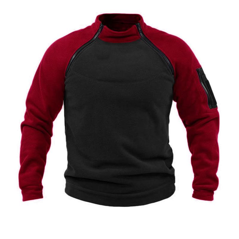 Men's Loose Double Sleeve Stand Collar Warm Breathable Sweatshirt