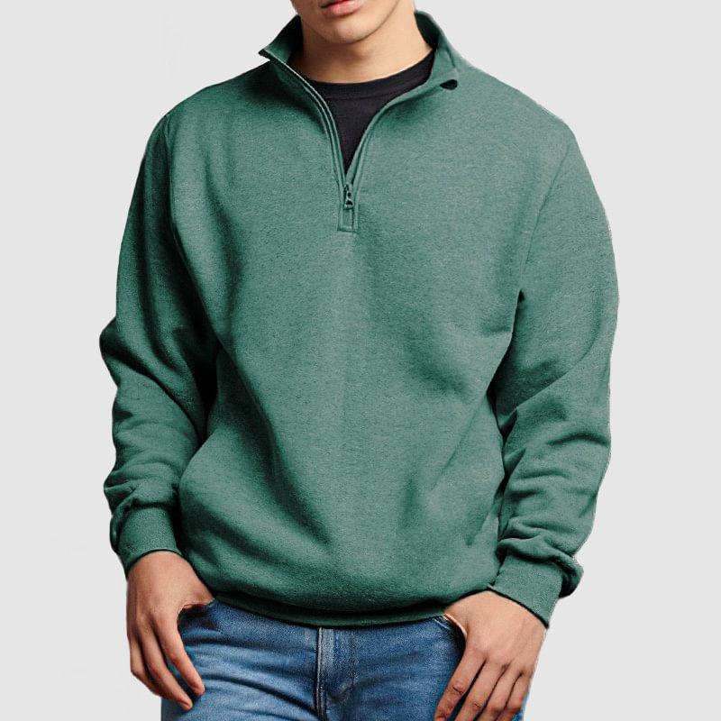 Men's Casual Solid Color Stand Collar Zipper Sweatshirt