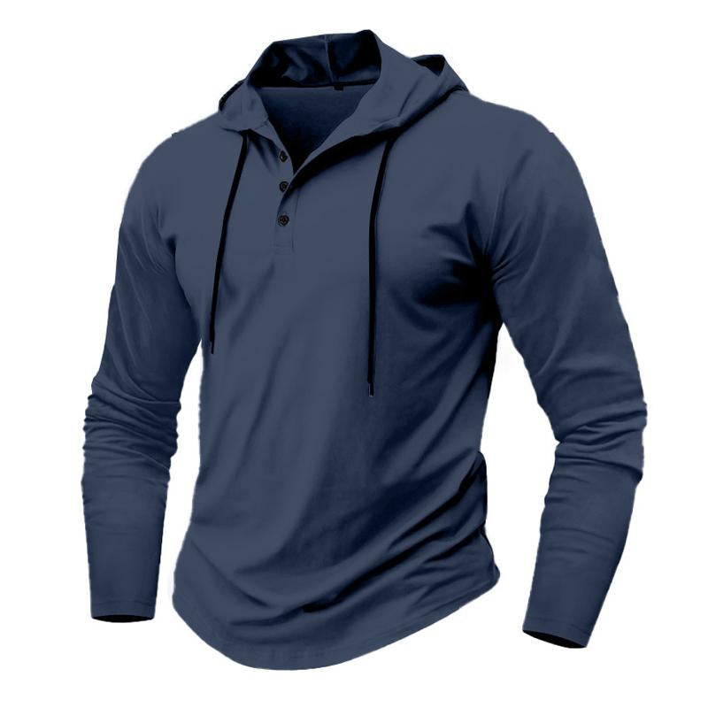 Men's Casual Solid Color Loose Long Sleeve Hoodie