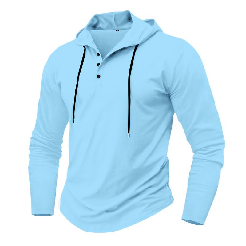 Men's Casual Solid Color Loose Long Sleeve Hoodie