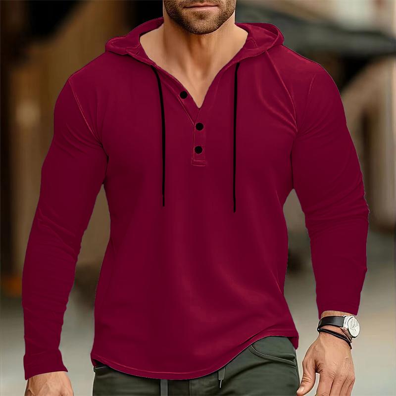 Men's Casual Solid Color Loose Long Sleeve Hoodie