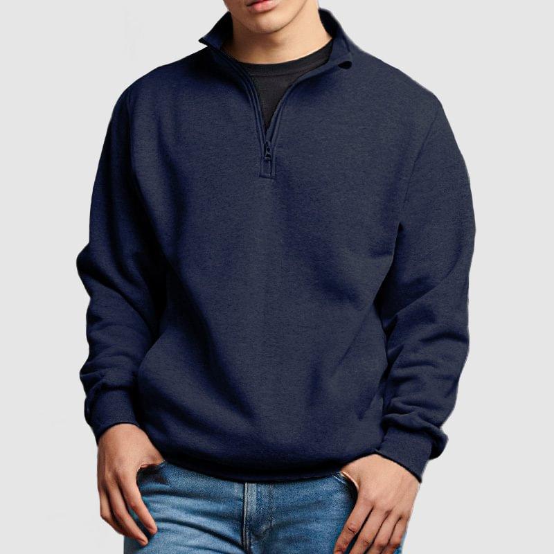 Men's Casual Solid Color Stand Collar Zipper Sweatshirt