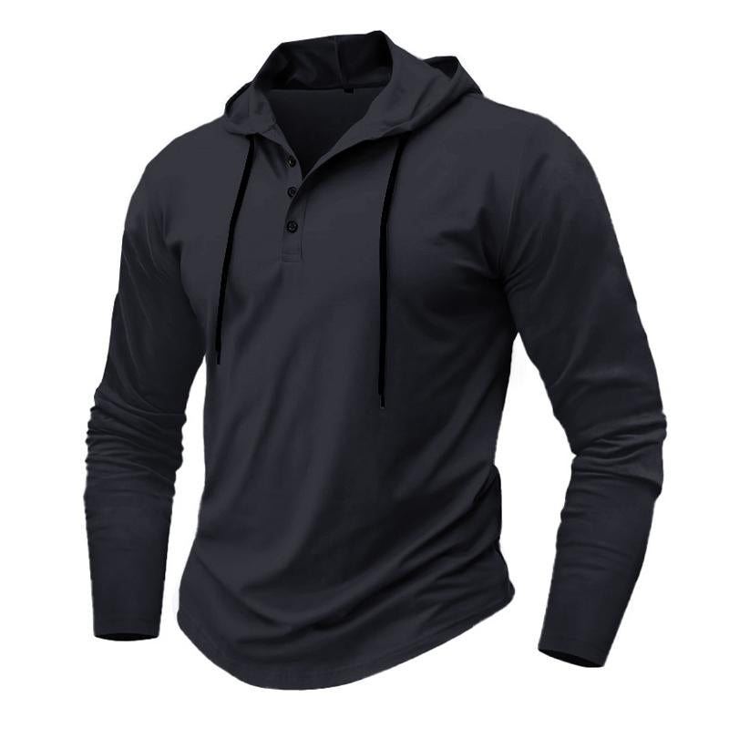 Men's Casual Solid Color Loose Long Sleeve Hoodie
