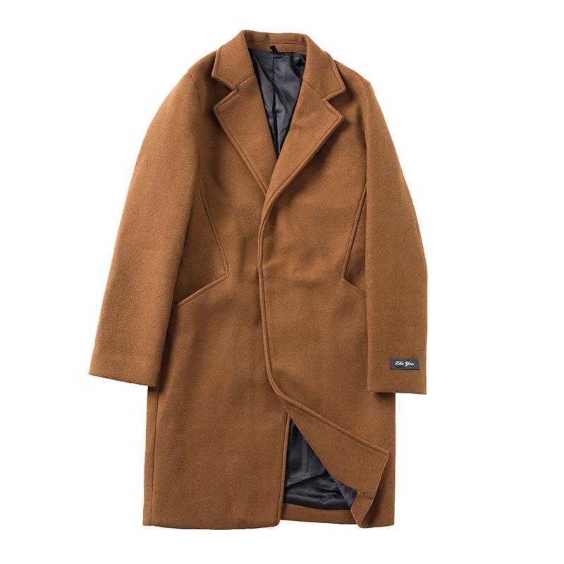 Men's Solid Color Lapel Trench Coat