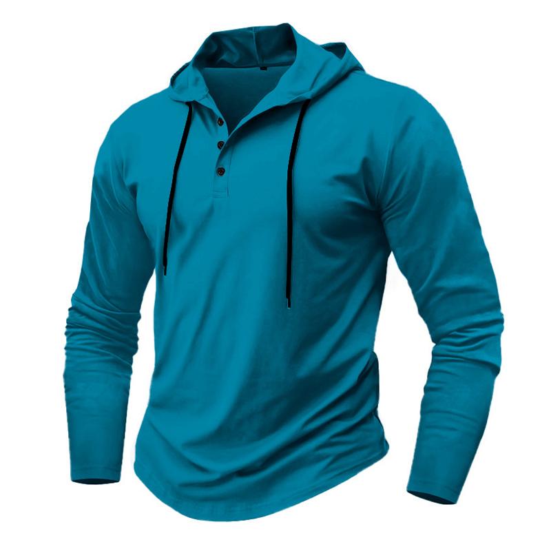 Men's Casual Solid Color Loose Long Sleeve Hoodie