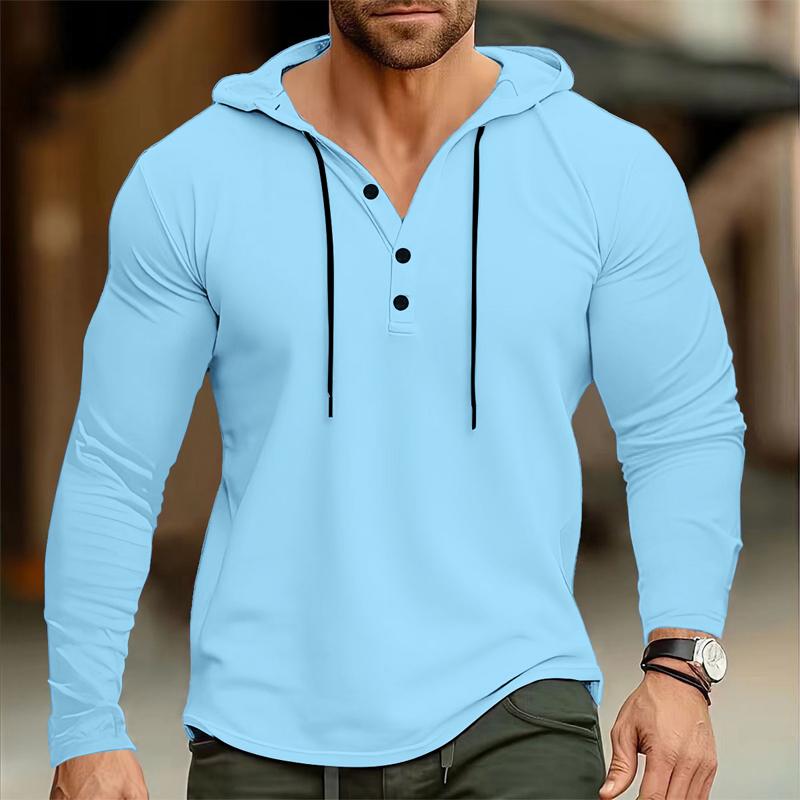 Men's Casual Solid Color Loose Long Sleeve Hoodie