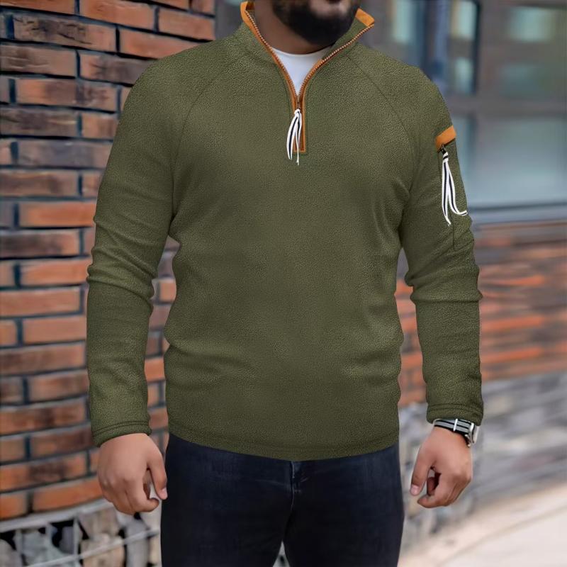 Men's Casual Outdoor Half Zip Stand Collar Tactical Sweatshirt