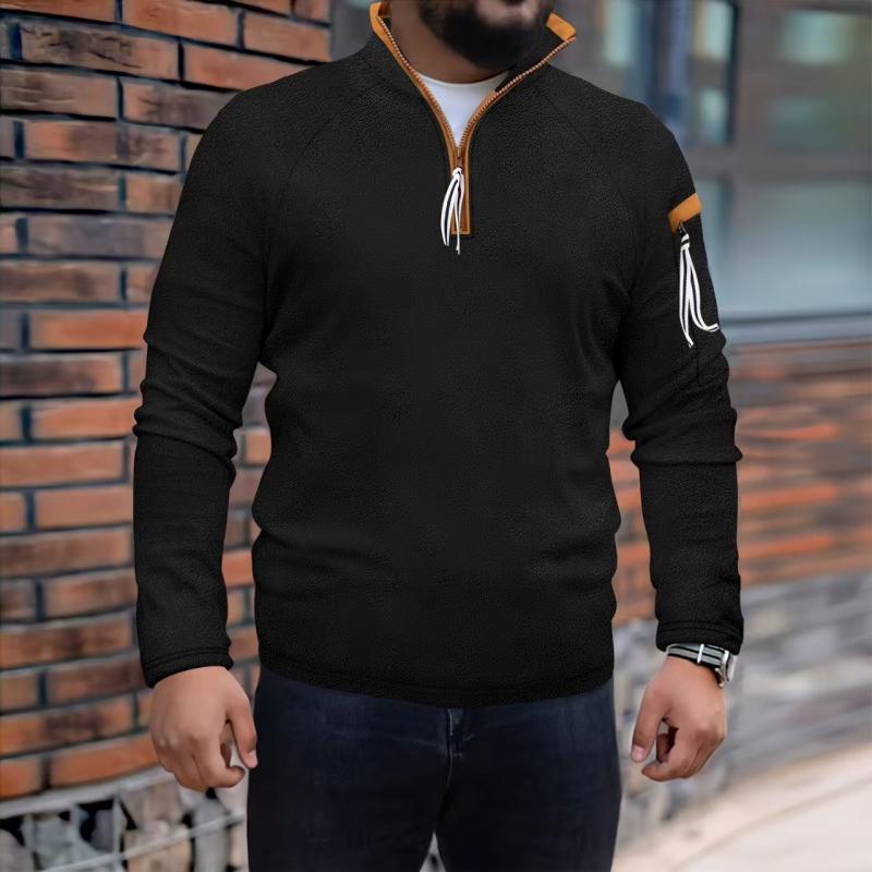 Men's Casual Outdoor Half Zip Stand Collar Tactical Sweatshirt