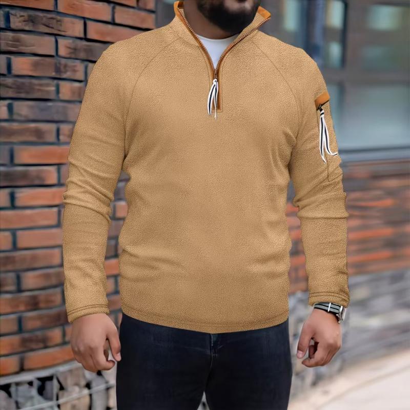 Men's Casual Outdoor Half Zip Stand Collar Tactical Sweatshirt