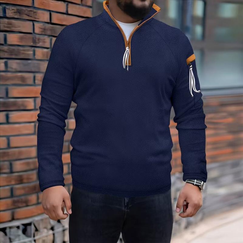 Men's Casual Outdoor Half Zip Stand Collar Tactical Sweatshirt